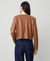 Ann Taylor Faux Leather Button Jacket Sahara Women's