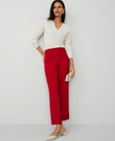 Ann Taylor The Straight Ankle Pant in Crepe Size 0 Gingham Red Women's