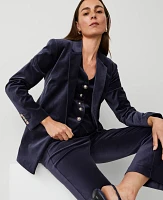 Ann Taylor Velvet Tailored Double Breasted Blazer Night Sky Women's