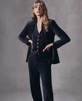 Ann Taylor Velvet Tailored Double Breasted Blazer Night Sky Women's