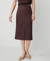 Ann Taylor Faux Suede Chain Waist Skirt Pure Chocolate Women's