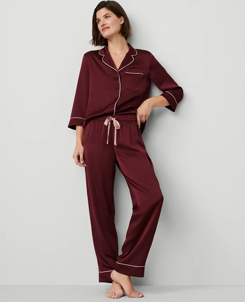 Ann Taylor Top & Pant Pajama Set Mauve Rose Women's