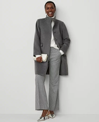 Ann Taylor Funnel Neck Tailored Coat Light Charcoal Heather Women's