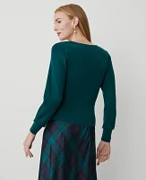 Ann Taylor Puff-Sleeve V-Neck Sweater Women's