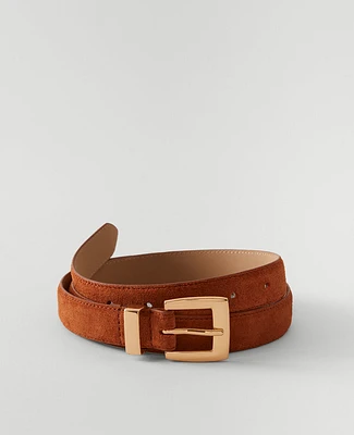 Ann Taylor Square Buckle Suede Belt Penny Brown Women's