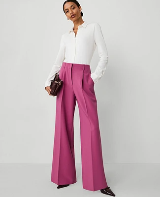 Ann Taylor The Pleated Wide Leg Pant Plush Mauve Women's