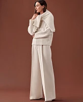 Ann Taylor The Pleated Wide Leg Pant Sand Shell Women's