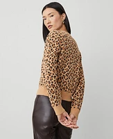 Ann Taylor Leopard Print Cardigan Tan Women's