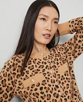 Ann Taylor Leopard Print Cardigan Tan Women's