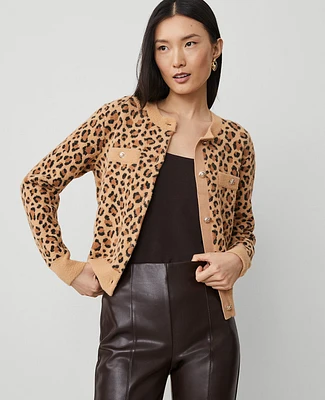 Ann Taylor Leopard Print Cardigan Tan Women's