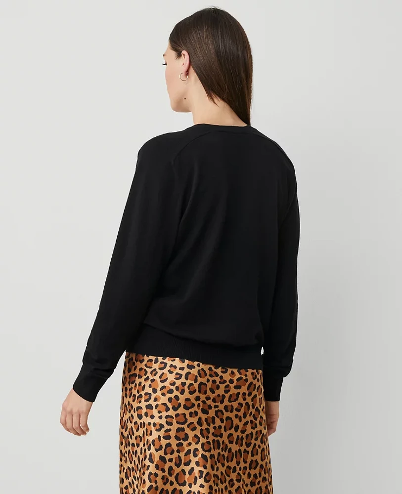 Ann Taylor V-Neck Sweater Size Large Black Women's