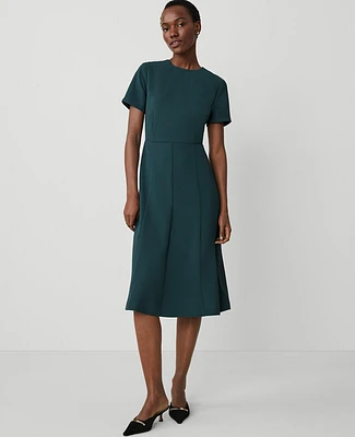 Ann Taylor The Flare Dress Fluid Crepe Deep Slate Green Women's