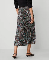 Ann Taylor Paisley Pleated Midi Skirt Black Women's