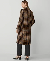 Ann Taylor Plaid Long Double Breasted Coat Perfect Camel Women's