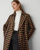 Ann Taylor Plaid Long Double Breasted Coat Perfect Camel Women's