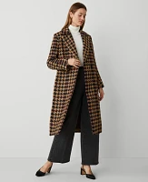 Ann Taylor Plaid Long Double Breasted Coat Perfect Camel Women's