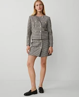 Ann Taylor Petite Checked Double Breasted Patch Pocket Jacket Sahara Women's