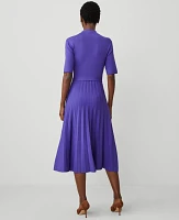 Ann Taylor Mock Neck Belted Pleated Dress Liberty Purple Women's