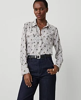 Ann Taylor Geo Pocket Button Shirt Magnesium Women's