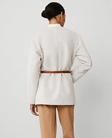 Ann Taylor Crew Neck Belted Coat Sand Shell Women's