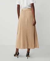 Ann Taylor Belted Pleated Midi Skirt Size 14 Baguette Women's