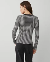 Ann Taylor Petite Stripe Button Knit Jacket Women's