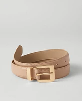 Ann Taylor Square Buckle Leather Belt Size XL Cafe au Lait Women's