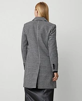 Ann Taylor Checked Chesterfield Coat Black Women's