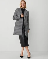 Ann Taylor Checked Chesterfield Coat Black Women's