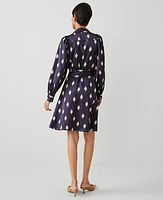 Ann Taylor Tall Geo Collared Belted Shirtdress Night Sky Women's