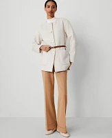 Ann Taylor Petite Crew Neck Belted Coat Sand Shell Women's