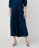 Ann Taylor Pleated Midi Skirt Sea Storm Women's