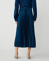 Ann Taylor Pleated Midi Skirt Sea Storm Women's