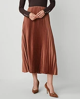 Ann Taylor Pleated Midi Skirt Brown Brick Women's