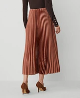 Ann Taylor Pleated Midi Skirt Brown Brick Women's