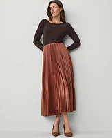 Ann Taylor Pleated Midi Skirt Brown Brick Women's