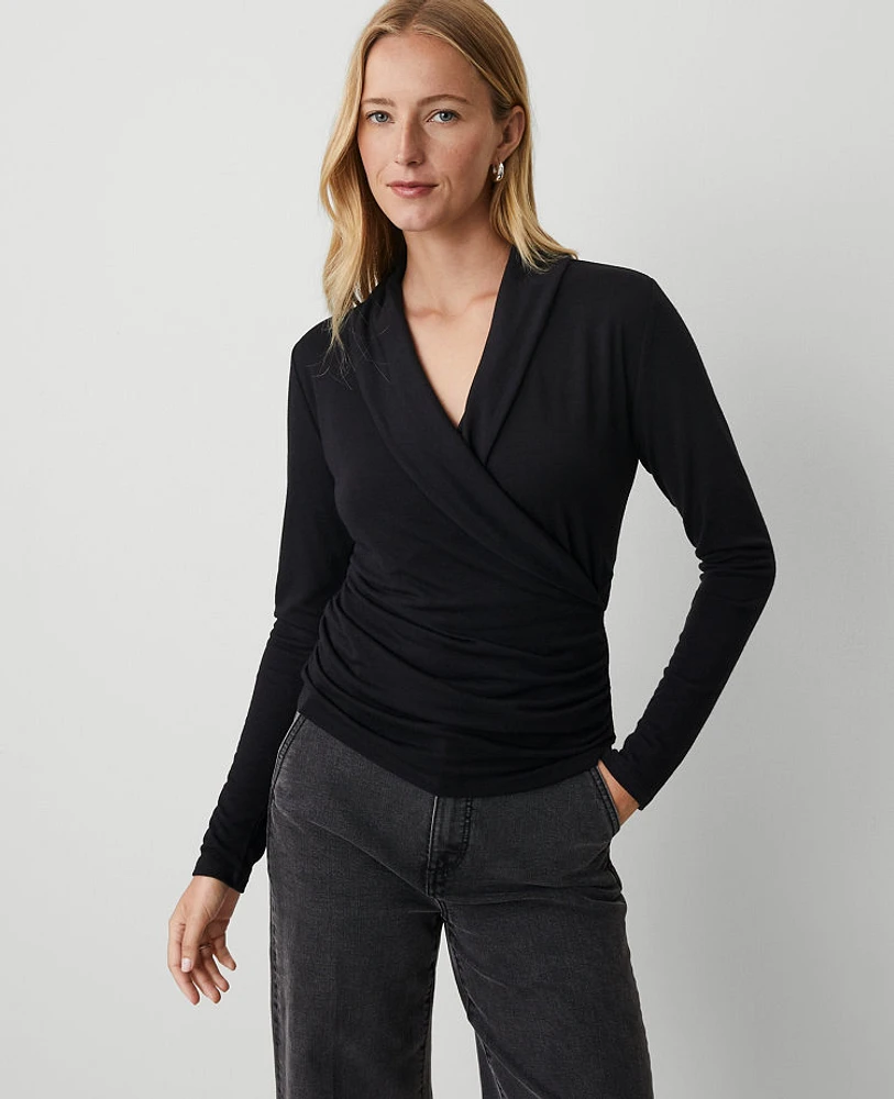 Ann Taylor Shawl Collar Wrap Top Women's