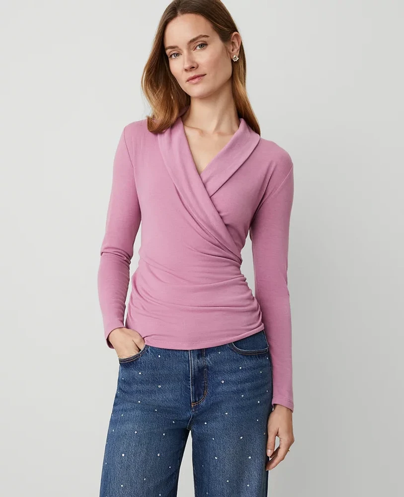 Ann Taylor Shawl Collar Wrap Top Women's