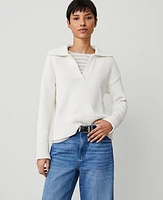 Ann Taylor Collared Sweater Winter White Women's