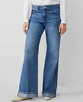 Ann Taylor AT Weekend Mid Rise Palazzo Jeans Bright Stone Wash Women's