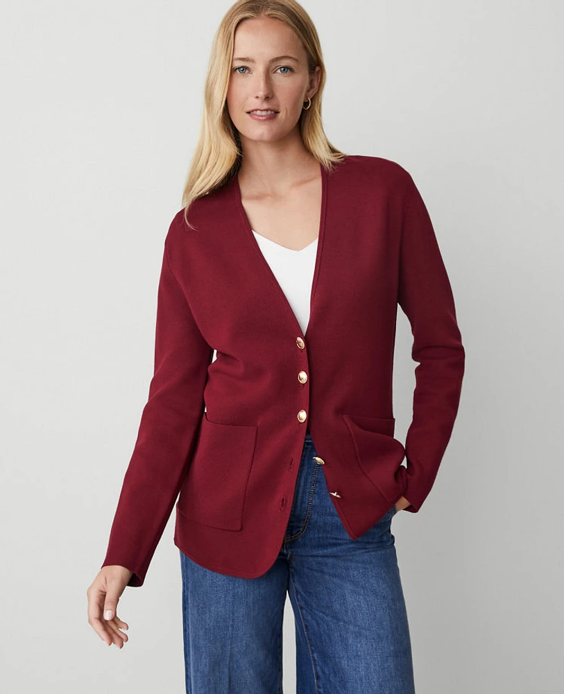 Ann Taylor V-Neck Sweater Blazer Women's