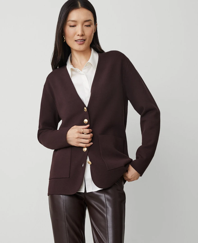 Ann Taylor V-Neck Sweater Blazer Women's