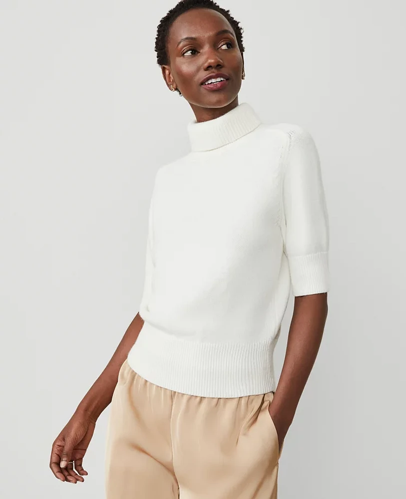 Ann Taylor Puff Sleeve Sweater Winter White Women's