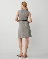 Ann Taylor Petite Houndstooth Pleat Front Belted Sheath Dress Neutral Multi Women's