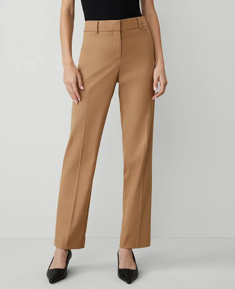 Ann Taylor The Petite Straight-Leg Pant Seasonless Stretch — Curvy Fit Perfect Camel Women's