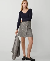 Ann Taylor Petite Brushed Check Button Wrap A-Line Skirt Sahara Women's