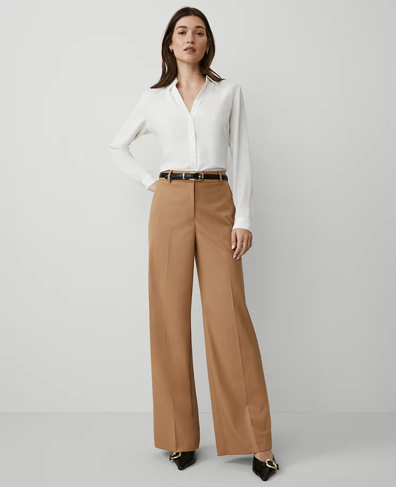 Ann Taylor The Petite Wide-Leg Pant Seasonless Stretch Perfect Camel Women's