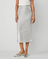 Ann Taylor Sequin Column Midi Skirt Silver Spark Women's