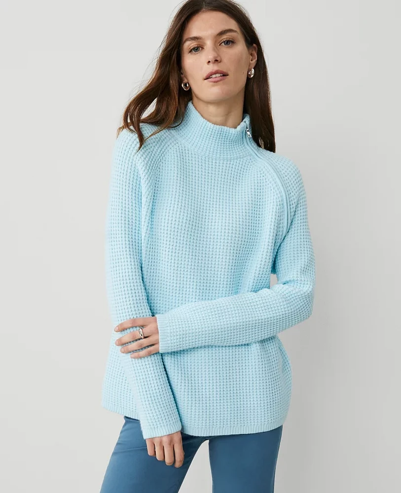 Ann Taylor Waffle Zip Sweater Women's