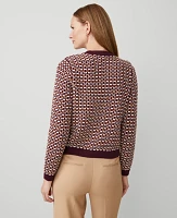 Ann Taylor Petite Tweed Stitch Sweater Jacket Size 2XS Plum Combo Women's